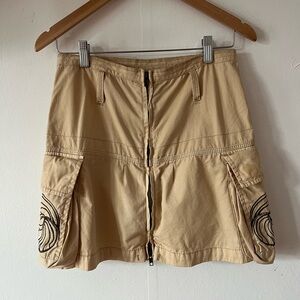 VTG 2000 Mavi cargo mini skirt Small embroidered pockets zip cowgirl grunge punk